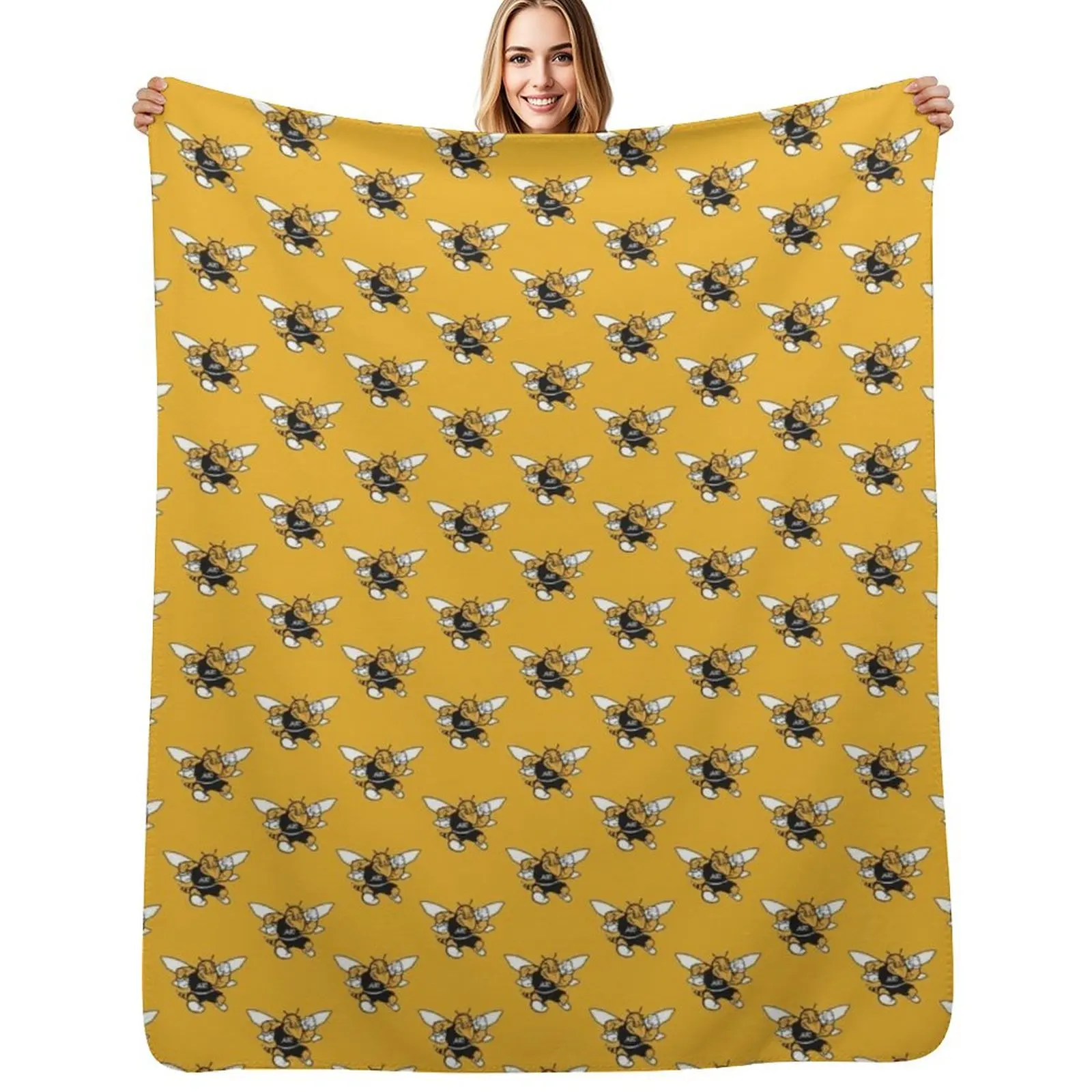 American International College (AIC) Yellow Jackets Throw Blanket Compact Warm Blanket for Car Road Trip