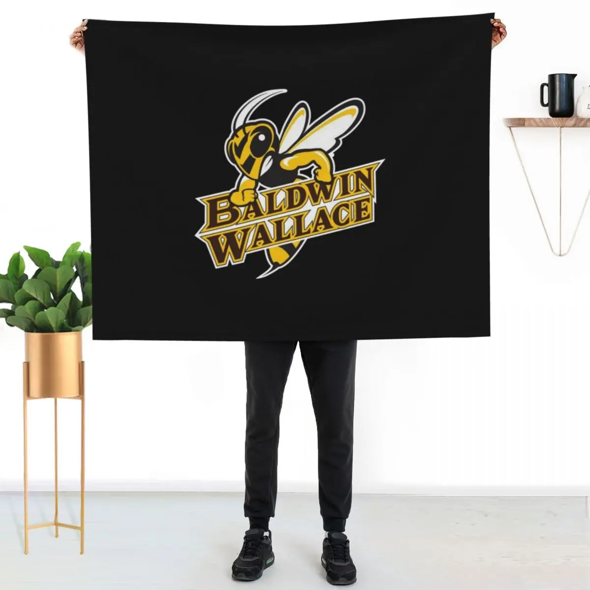 Baldwin Wallace Yellow Jackets club Throw Blanket Cozy Home Blanket Gift for Christmas Holiday