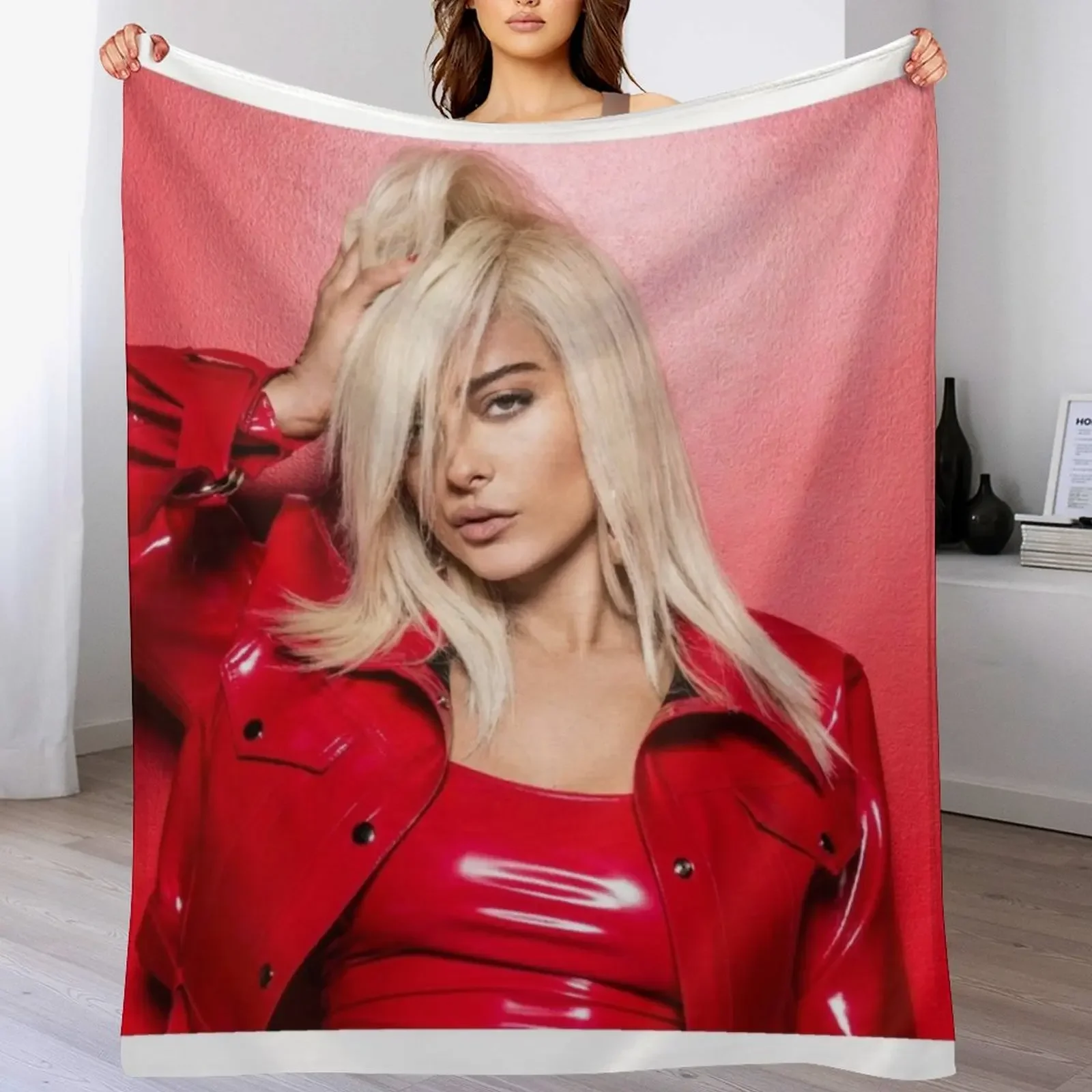 BEBE REXHA Red Leather Jacket Throw Blanket Elegant Warm Throw Blanket for Hotel Home