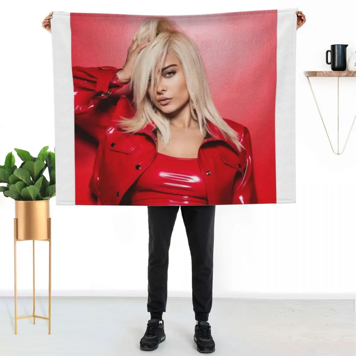 BEBE REXHA Red Leather Jacket Throw Blanket Thin Soft Blanket for Summer Night Sleeping