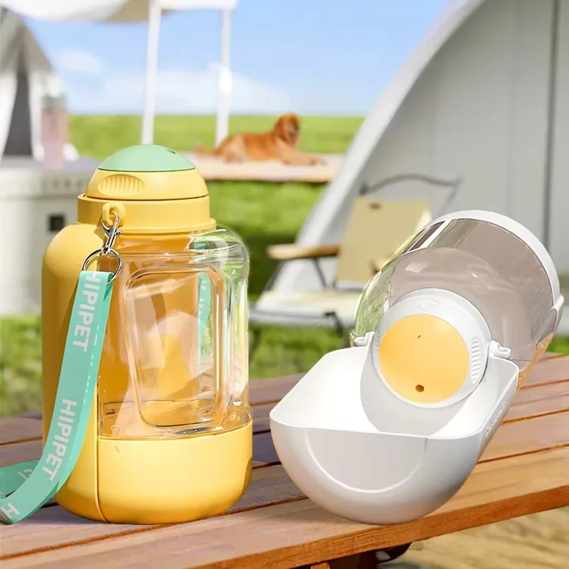 2-in-1 Large Capacity Dog Water Bottle Portable Washable Outdoor Travel Drinking Feeding Pet Food Bowl Puppy Accessories