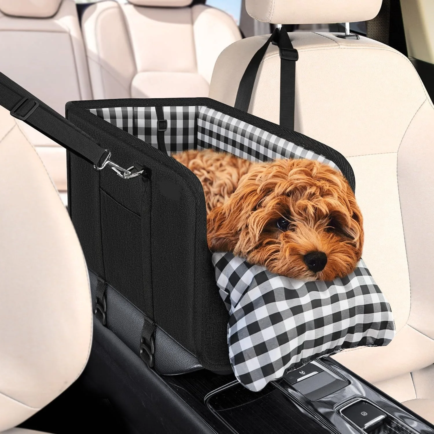 Portable Pet Car Seat Oxford Fabric Dog Booster with Padded Safety Belt for Small Dogs