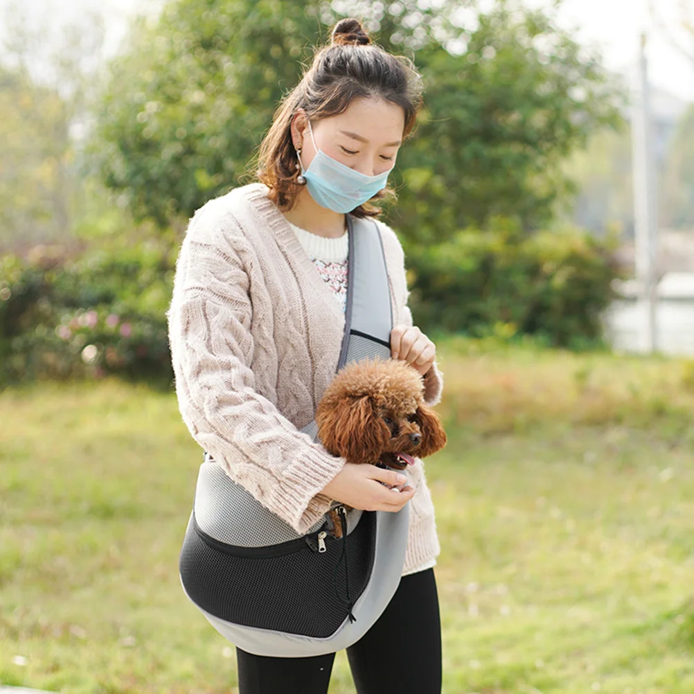 Carrier Bag Mesh Mesh Pet Sling Sling For Small Dogs Cats Portable Adjustable Strap Breathable Travel Outdoor Black
