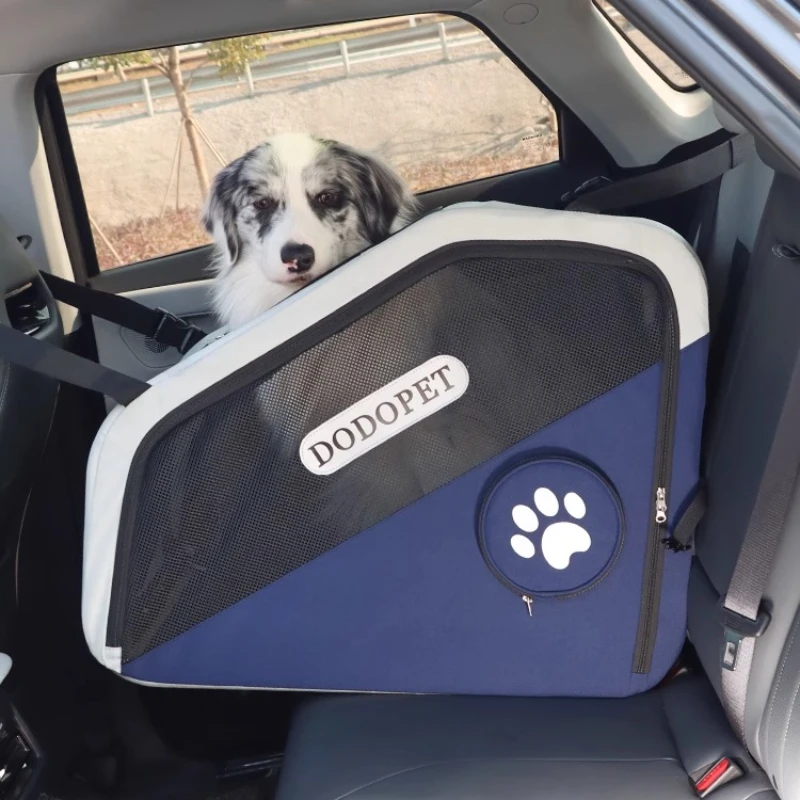 Foldable Car Pet Carrier Crash-Proof Travel Crate for Cats & Dogs Portable Backseat Kennel with Ventilation SUV Trunk Safe House