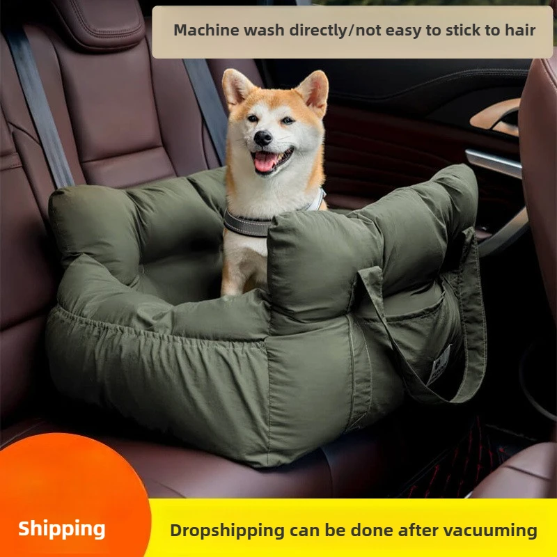 Car Dog Bed Safety Seat, Portable Pet Carrier with Seatbelt, Soft Cushion for Small Medium Dogs, Non-Slip Car Travel Accessories