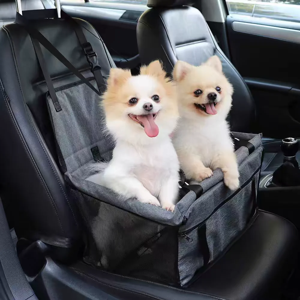 Dog Car Seats, Pet Car Seats, Puppy Portable Pet Booster Car Seats, with Safety Leash, Breathable and Foldable Pet Car Baskets