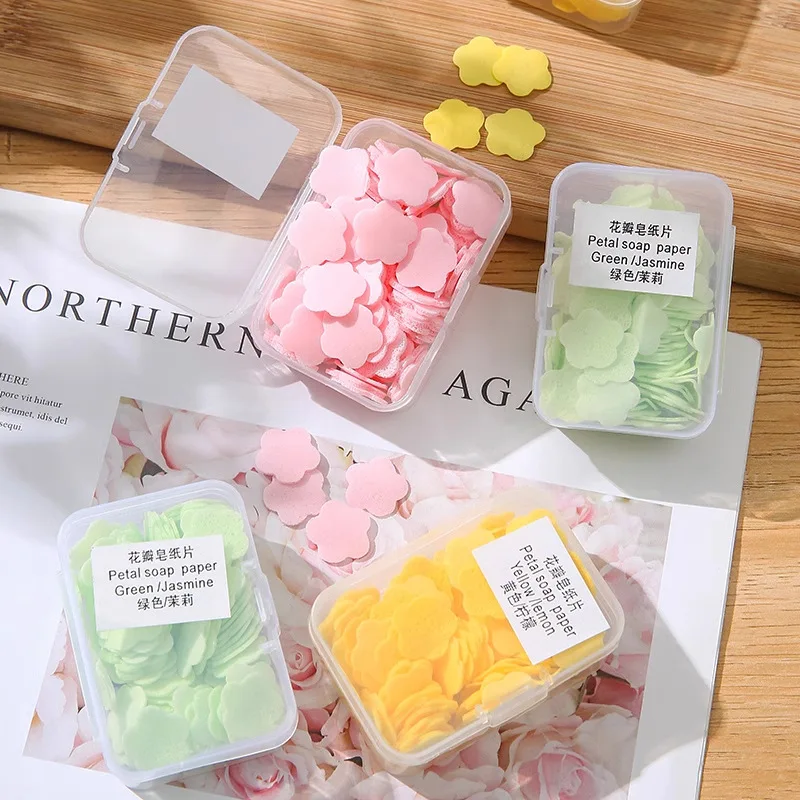 Soap Tablets Portable Soap Paper Student Children Carry Travel Mini Petals Wash Hands