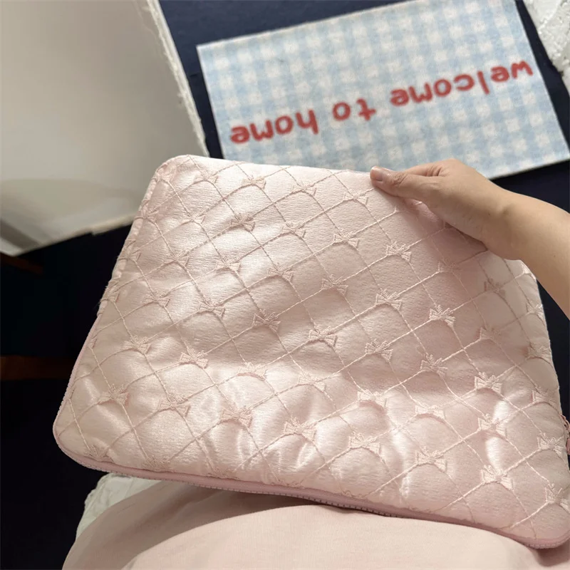 New Lace Bow Knot Embroidery Laptop Bag Korean Y2k Laptop Tablet PC File Storage Pounch Clutch Bag Travel Portable Briefcase