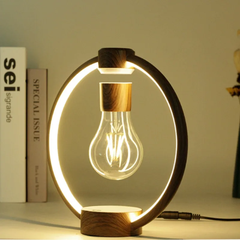 Magnetic Levitating Floating LED Bulb Table Lamp Night Light Home Bedroom Office Decor Creative Tech Birthday Gift for Boy Girl