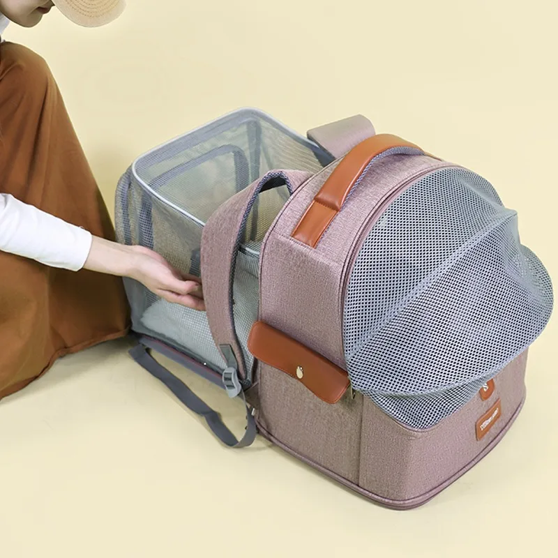 Cat bag Portable breathable backpack Large capacity expandable pet bag Outdoor travel Pet car Small dog