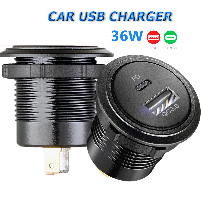 Quick Charge 3.0 usb port socket for car Dual USB Fast Car Charger Socket Accessory 12V/24V QC3.0 Power Socket with LED Light