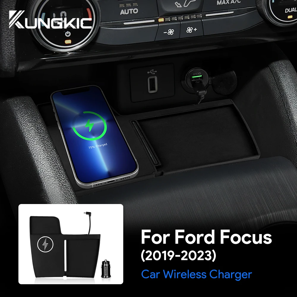 Car Wireless Fast Charging Holder For Ford Focus 2019 2020 2021 2022 2023 2024 2025 15W Mobile Phone Charger Board Accessories