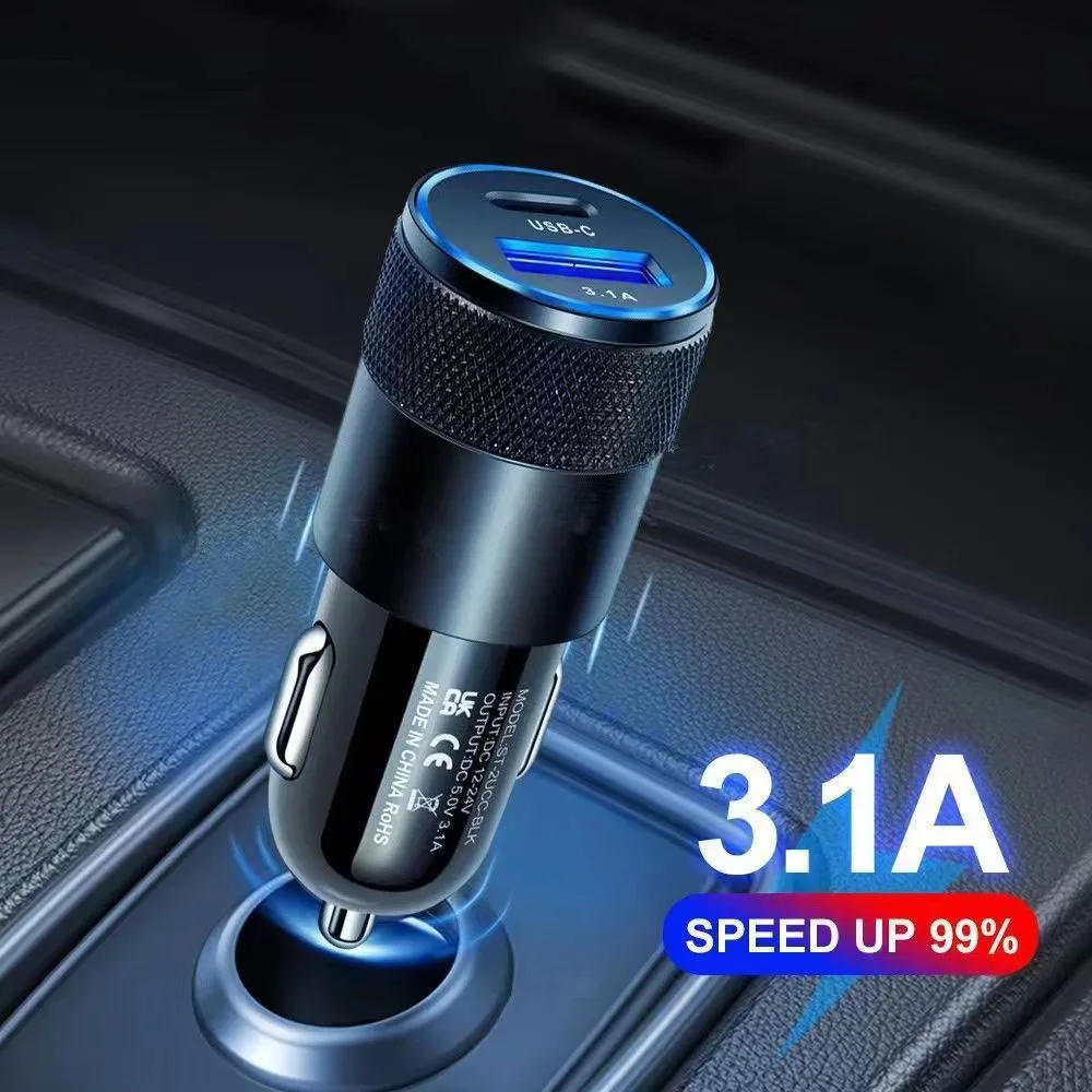 66W USB Car Charger Quick Charge 3.0 USB Type C Fast Charging Phone Adapter for Iphone Laptops Tablets