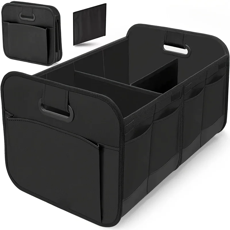 Collapsible Car Trunk Storage Box, 600D Oxford Fabric SUV Organizer with Reinforced Handles & Multiple Compartments for Vehicle