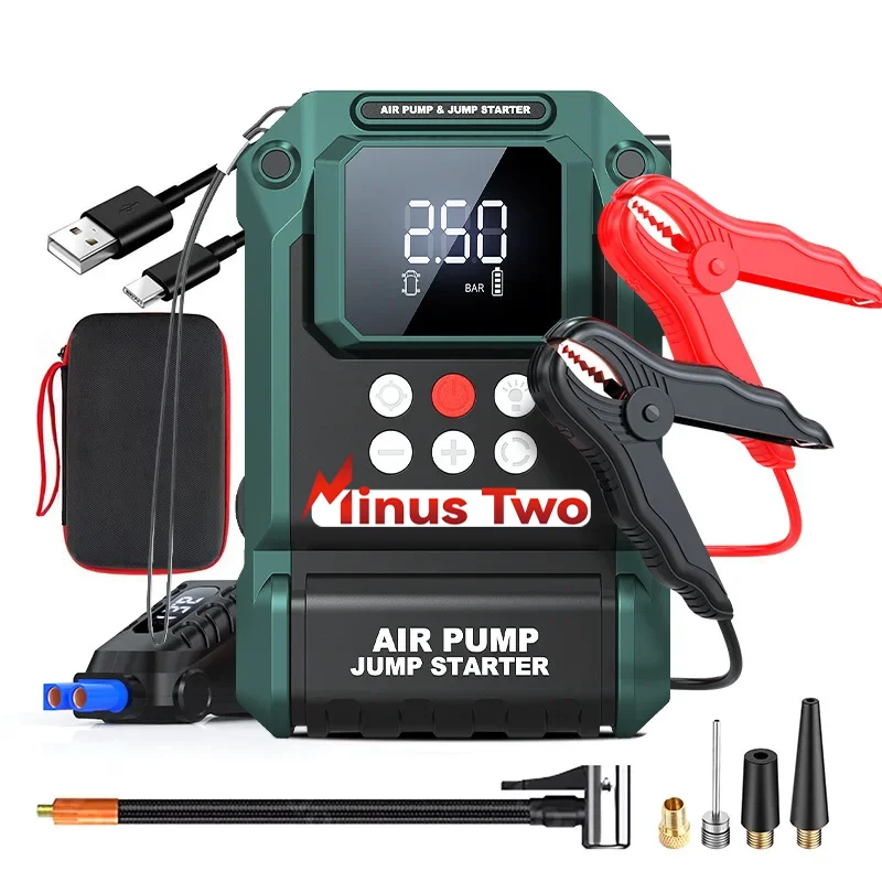 2000A Car Jump Starter Power Bank Portable 150PSI Air Pump Car Battery Emergency Boosters Starting Device Car Starter