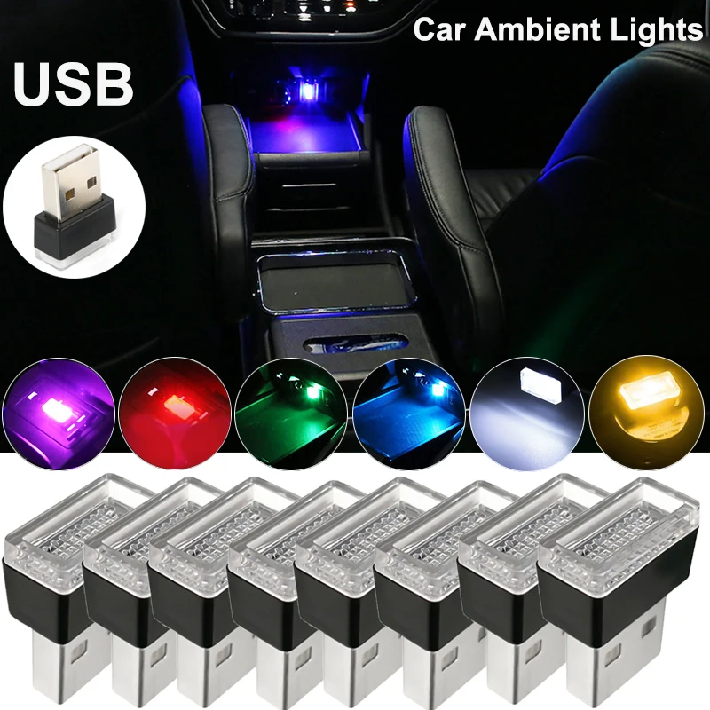Mini USB LED Car Lights Car Interior Ambient Light Emergency Lighting Car Color Decorative Light Atmosphere USB Lamp Accessories