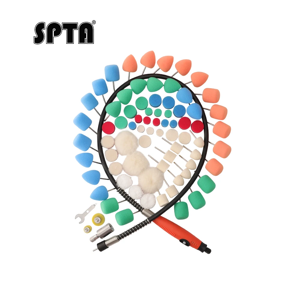 SPTA Mini Polishing Machine Car Beauty Detailing Extention Tools Detail Polish Pads Kit For Rotary Polisher & Drill