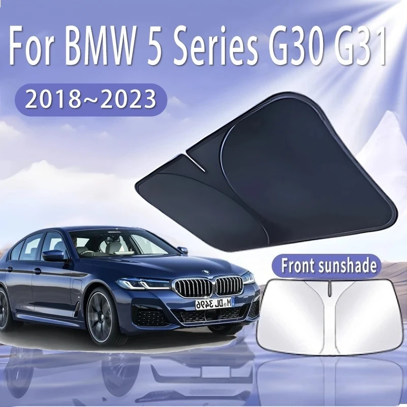 Foldable Car Sun Visor For BMW 5 Series G30 G31 2018~2023 2020 Front Windshield Sunshade Heat Insulation Summer Auto Accessories