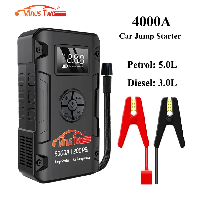 Car Jump Starter Power Bank Portable 150PSI Air Pump Car Battery Emergency Boosters Starting Device Car Starter 2026