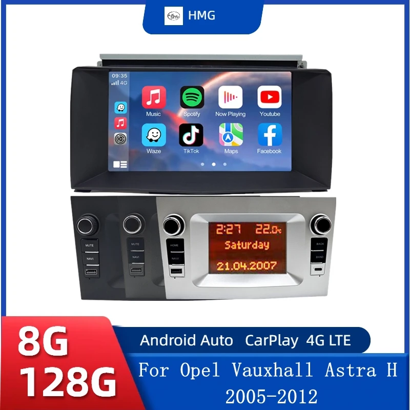 HMG Android14 Car Radio Multimedia For Opel Vauxhall Astra H 2005-2012 Wireless CarPlay Android Auto Autoradio GPS Navigation FM