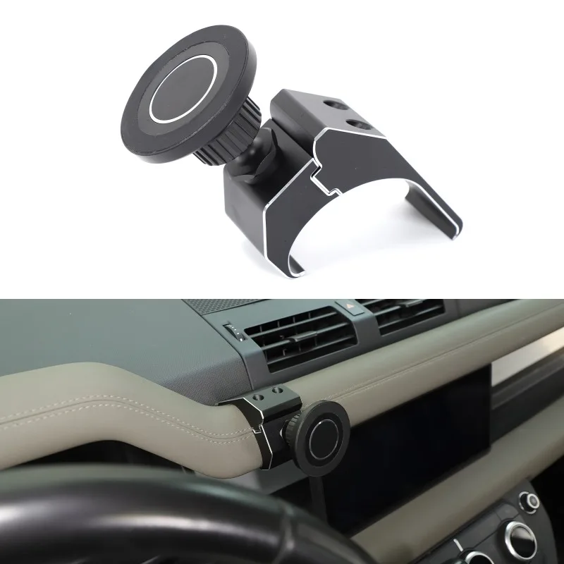 Aluminum Alloy Center Console Dashboard Phone Holder New Magnetic Version  For 2020-2023 Land Rover Defender Car  Accessories