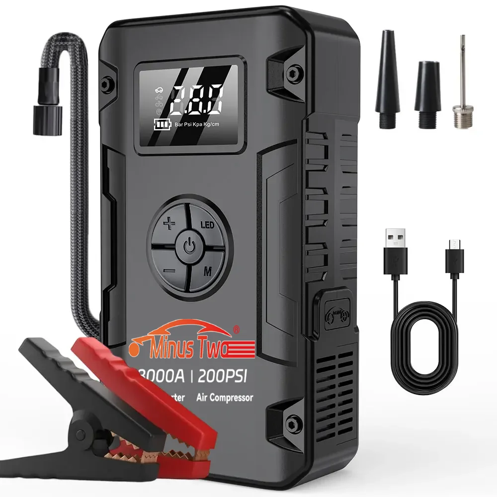 4-IN-1 Portable Car Jump Starter Power Bank 12V Starting Device 150PSI Air Pump Car Battery Boosters Emergency Car Starter