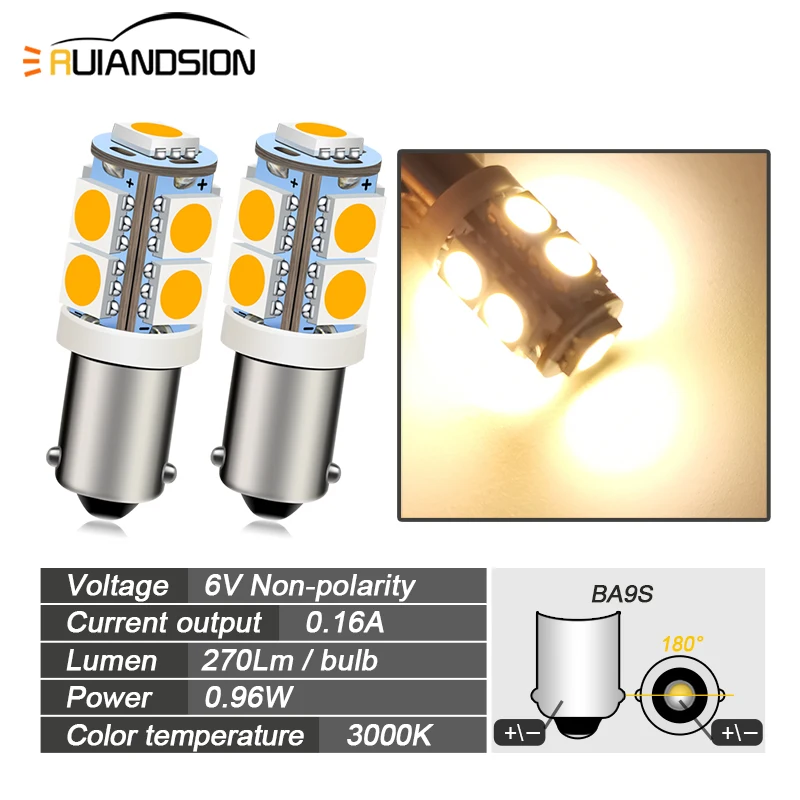 2Pcs 270lm Car LED 6V 12V 24V Super Bright Reverse Interior Bulbs BA9S T4W BAX9S H6W BAY9S H21W 5050SMD Reading Backup Light