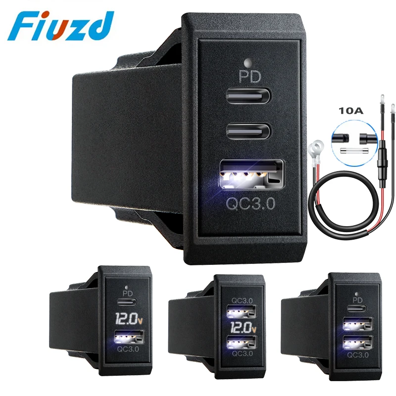 12V 24V USB Outlet 54W Dual PD USB-C Port Quick Charge 3.0 USB Charger Socket for  passat b8 b7 b6 b5 accessories Power Socket a