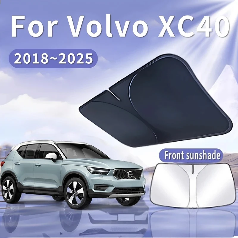 For Volvo XC40 2018~2025 2020 Foldable Car Sun Visor Front Windshield Sunshade Heat Insulation Summer Cooling Auto Accessories