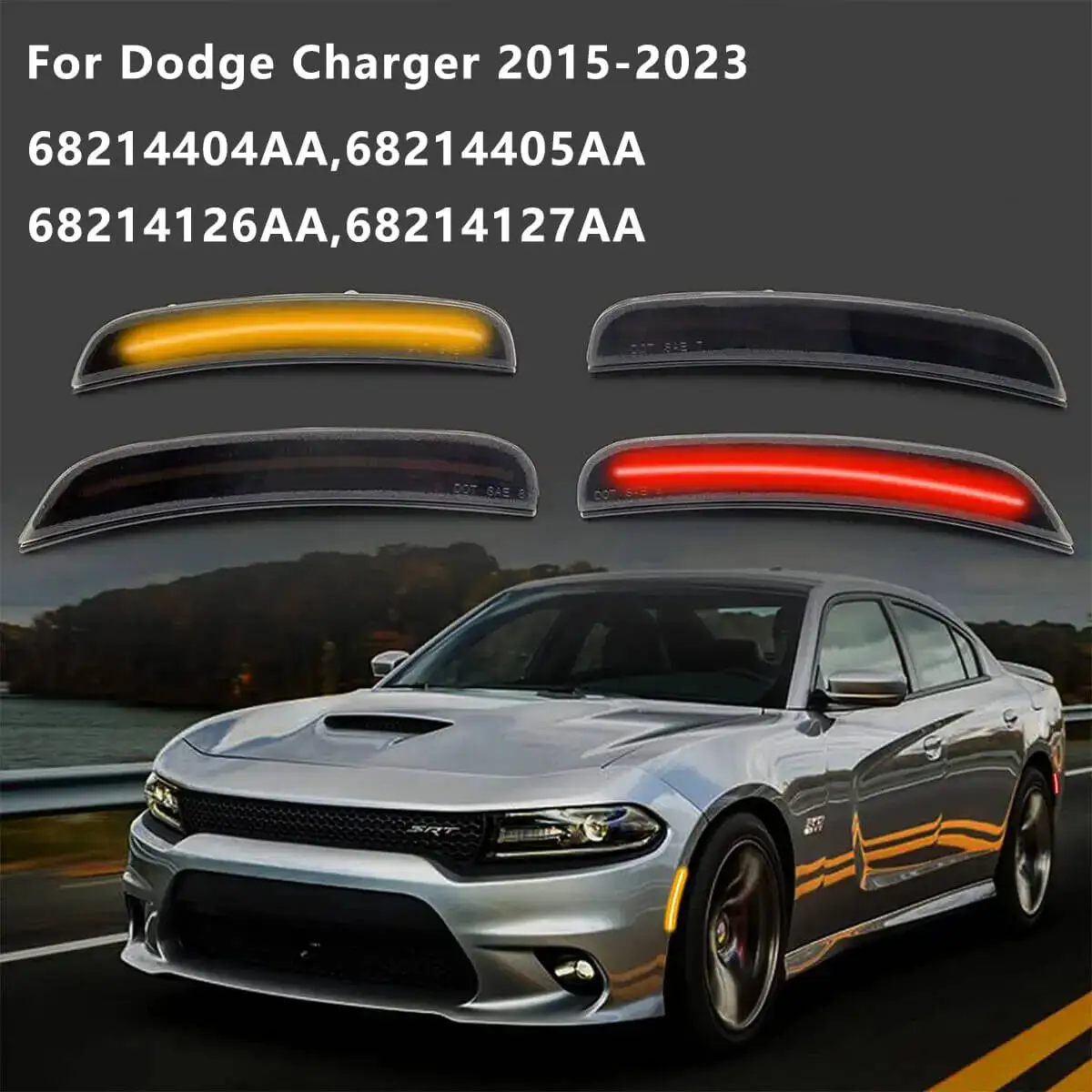 Car Side Marker Light Front Rear LED Lamps For Dodge Charger 2015 2016 2017 2018 2019 2020 2021 2022 2023 Auto Fender Lamp