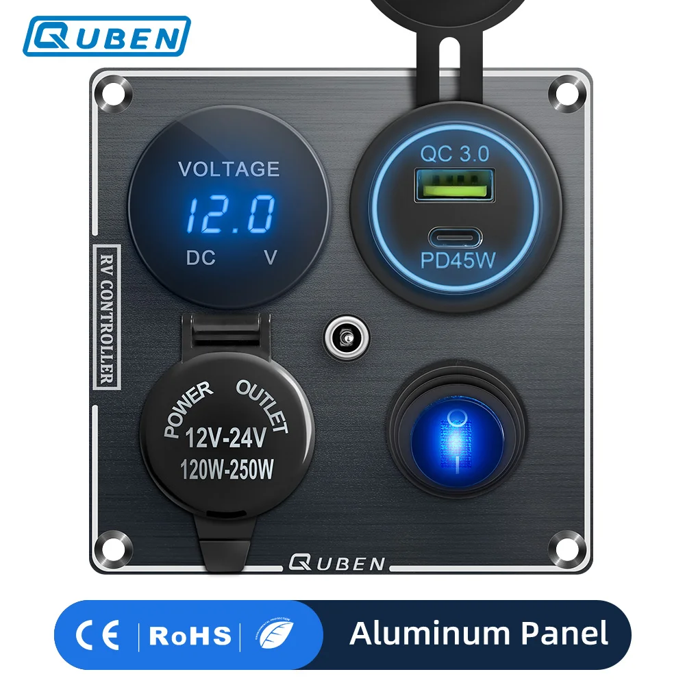 12v Usb Dual Car Cigarette Lighter Socket Charger Mobile Phone Power Waterproof Usb Port Adapter 5v Sockets Voltmeter Digital
