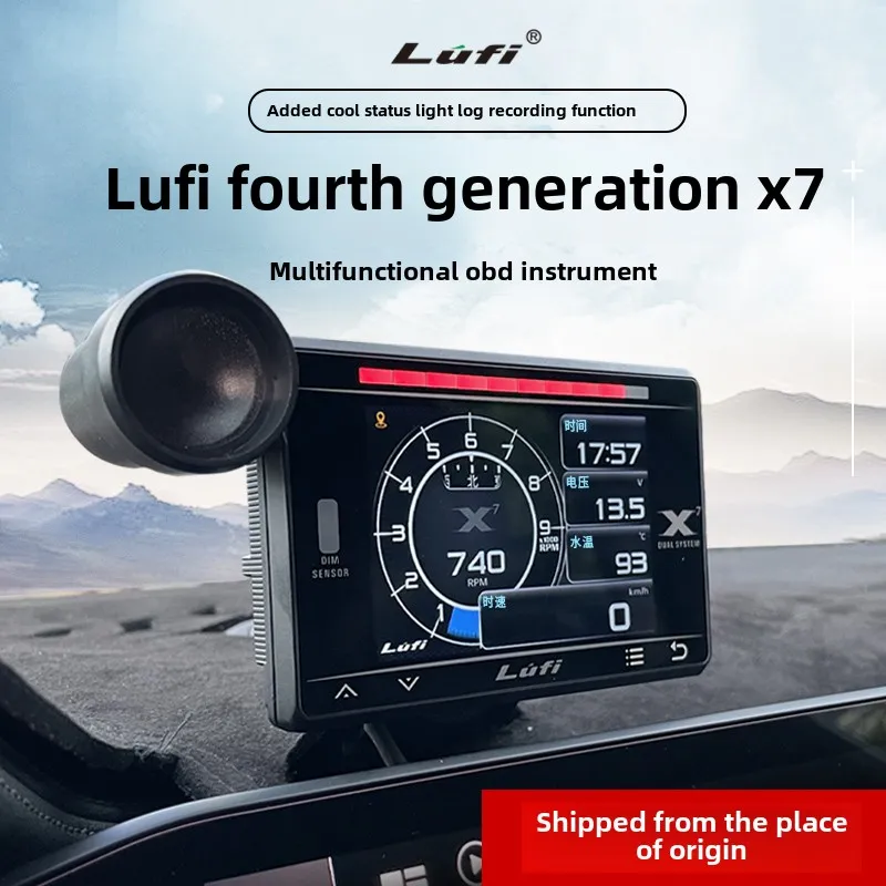 LUFI X7 4th Gen OBD Gauge Multi-Function Car Monitor for Coolant/Exhaust Temp & Turbo RPM with RGB LED Universal Diagnostic Tool
