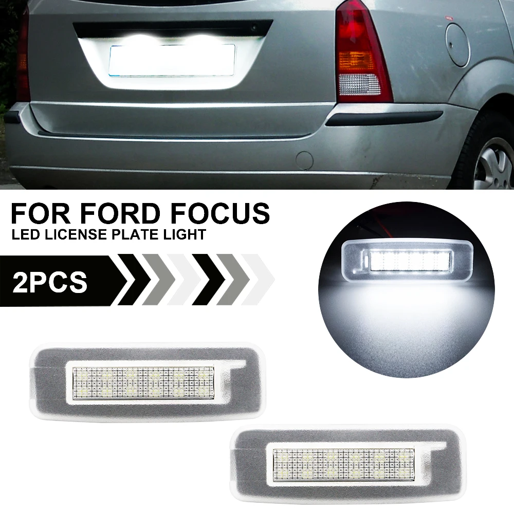 2PCS For Ford Focus MK1 1998 1999 2000 2001 2002 2003 2004 2005 White LED License Plate Light Number Plate Lamp