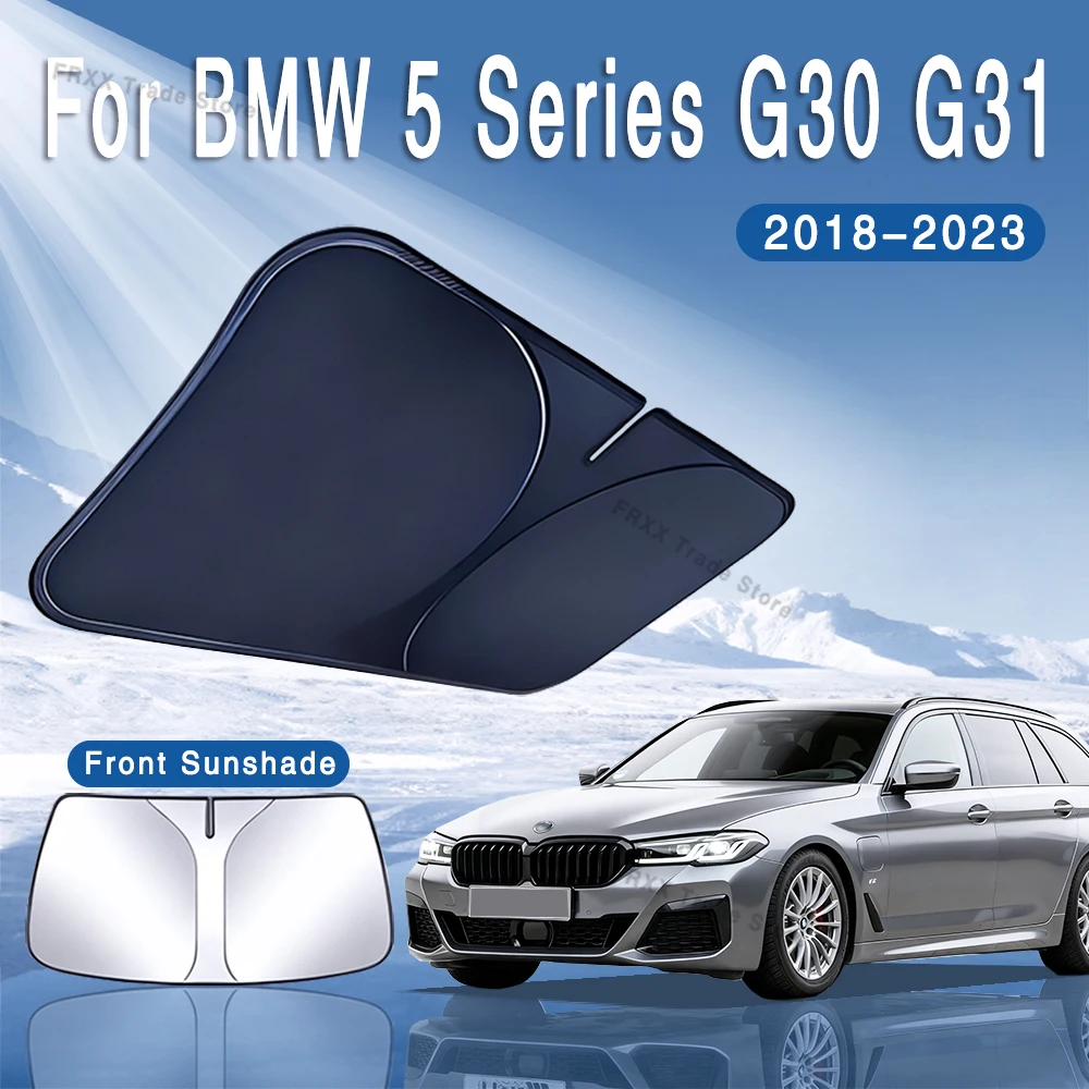 For BMW 5 Series G30 G31 2018~2023 2020 Foldable Car Sun Visor Front Windshield Sunshade Heat Insulation Summer Auto Accessories
