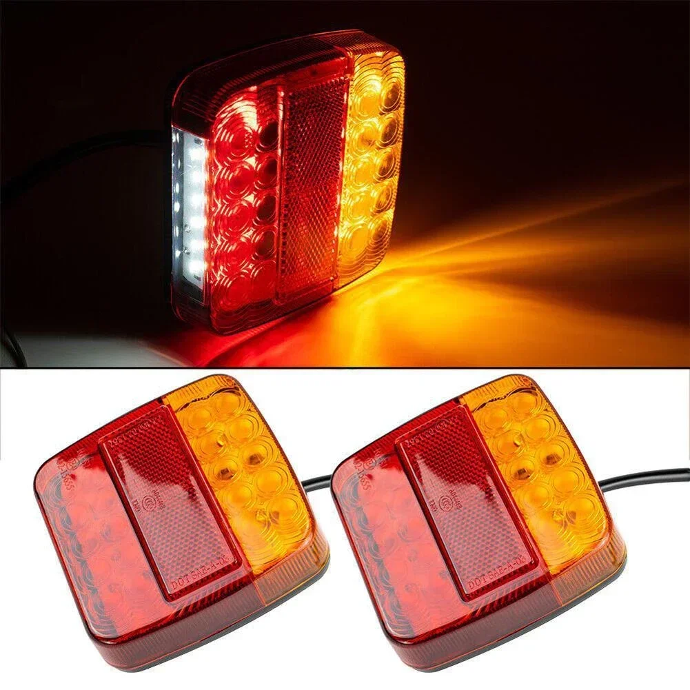 LED Tail Lights 12V Waterproof Brake Stop Lights for Truck Trailer Caravans - 2PCS High Brightness Durable Rear Lamps