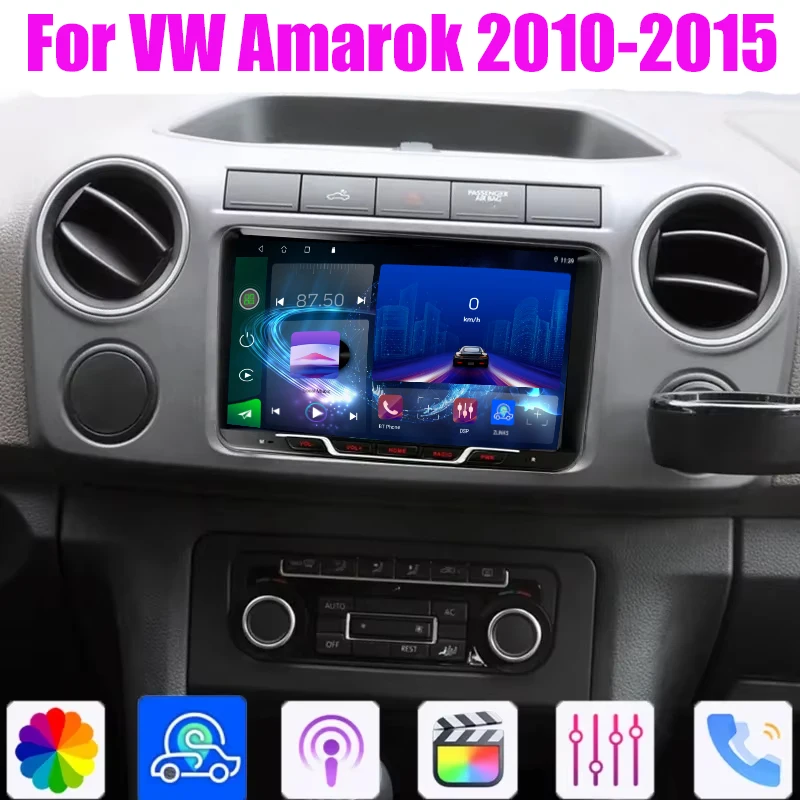 9'' 128GB Car Radio For VW Amarok 2010-2015 Wireless Android 15 Head Unit Carplay Intelligent System GPS Navi WIFI BT Google Map