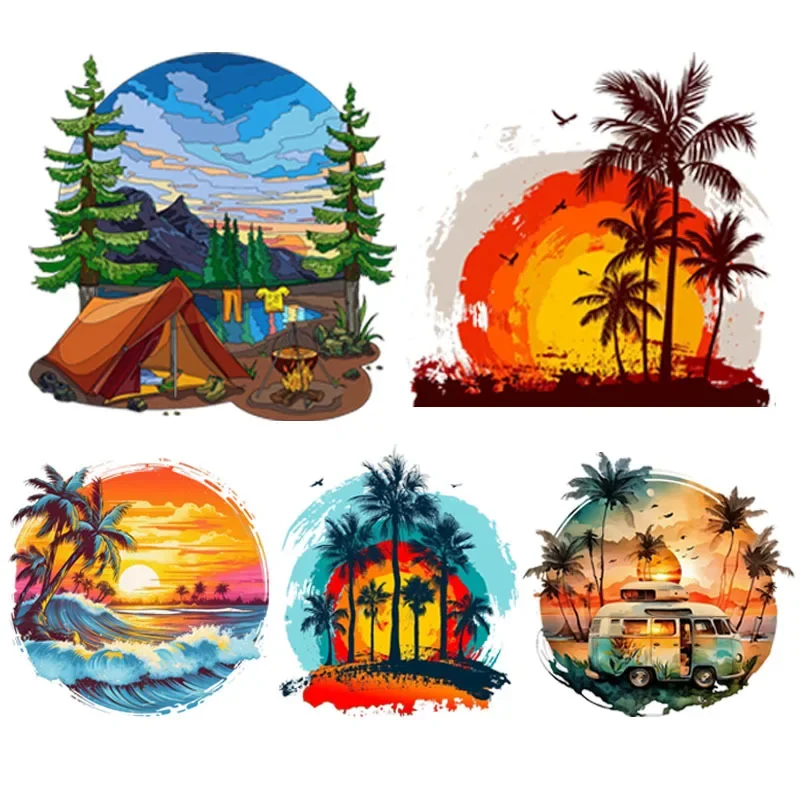 Car Stickers COutdoor Camping Sunrise Sunset Scenery Sticker for RV Trailer Motorhome Camper Decal Waterproof Auto Accessori