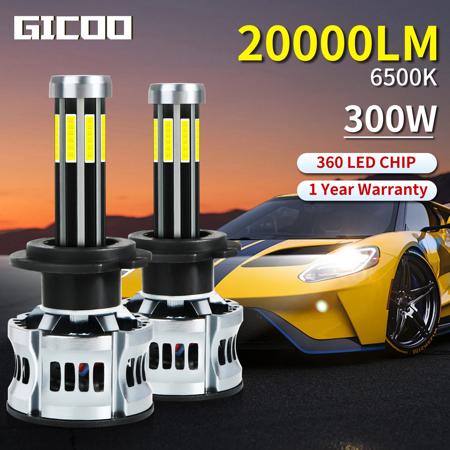 300W High Power H4 LED Headlight H1 H7 H8 H9 H11 9005 HB3 9006 HB4 Car Led Lights  Auto Fog Head Lamp