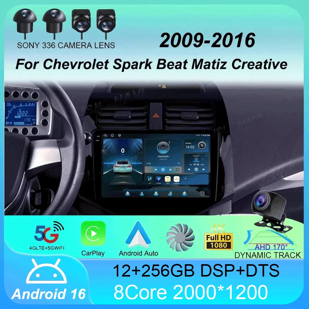 Android 16 Car Radio Carplay Auto Multimedia Player for Chevrolet Spark Beat Matiz Creative 2009 - 2016 E53 X5 M5 2din Stereo