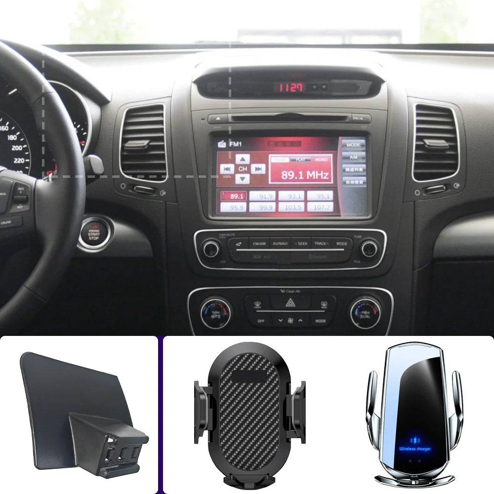 Car Phone Holder For KIA Sorento 2009 2010 2011-2014 Mobile Phone Mounts Car Wireless Charging Special Fixed Base Accessories