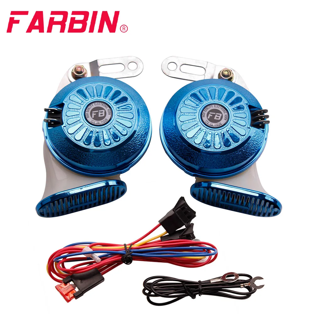 FARBIN 2Pcs/Kit Snail Air Horn 12V Super Loud Three Tone Waterproof Alarm Signal Car Horn For Truck Motorcycle Auto Accessory