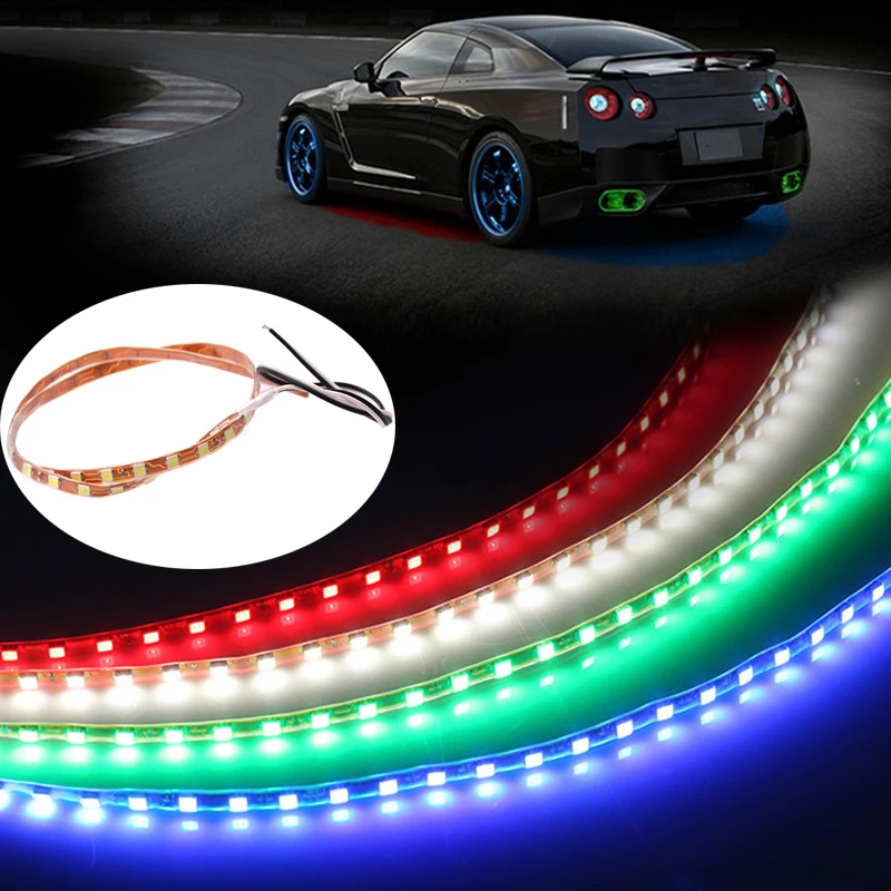 2PCS LED Strip Lights Soft 45CM 1210 45SMD White Red Ice Blue Yellow Waterproof Car Accessorie Auto Atmosphere Decorative Lamp