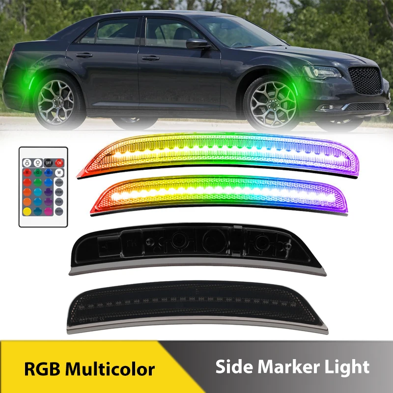 4Pcs For Chrysler 300 2015-2023 LED RGB Multicolor Front Rear Bumper Side Marker Lights Turn Singal Lamps Car Accessories
