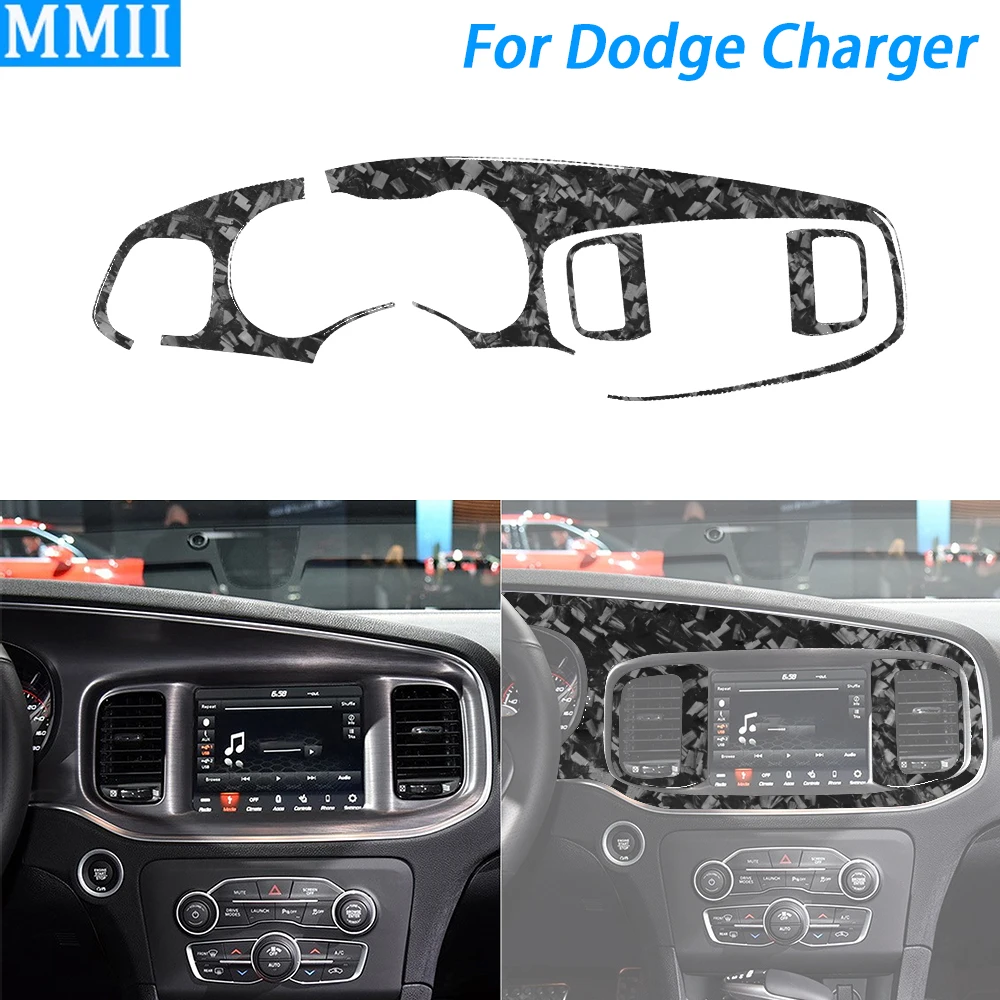For Dodge Charger 2015-2022 Forged Carbon Fiber Speedometer Air Outlet Navigational Panel Set Car Interior Accessories Sticker