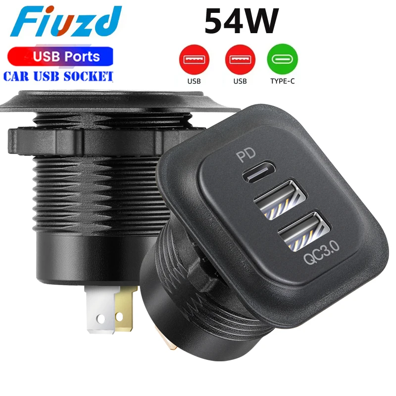 12V Car Fast Charger Power Socket Universal QC3.0 USB Fast Charger Power  Adapter Fast Charging 12V/24V For Moto Adapter