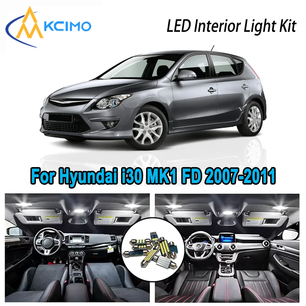 Premium Bright LED Interior Light Kit for Hyundai	i30 MK1 FD 2007-2011 2008 2009 Dome Map Trunk Car Lamps with Canbus No Error