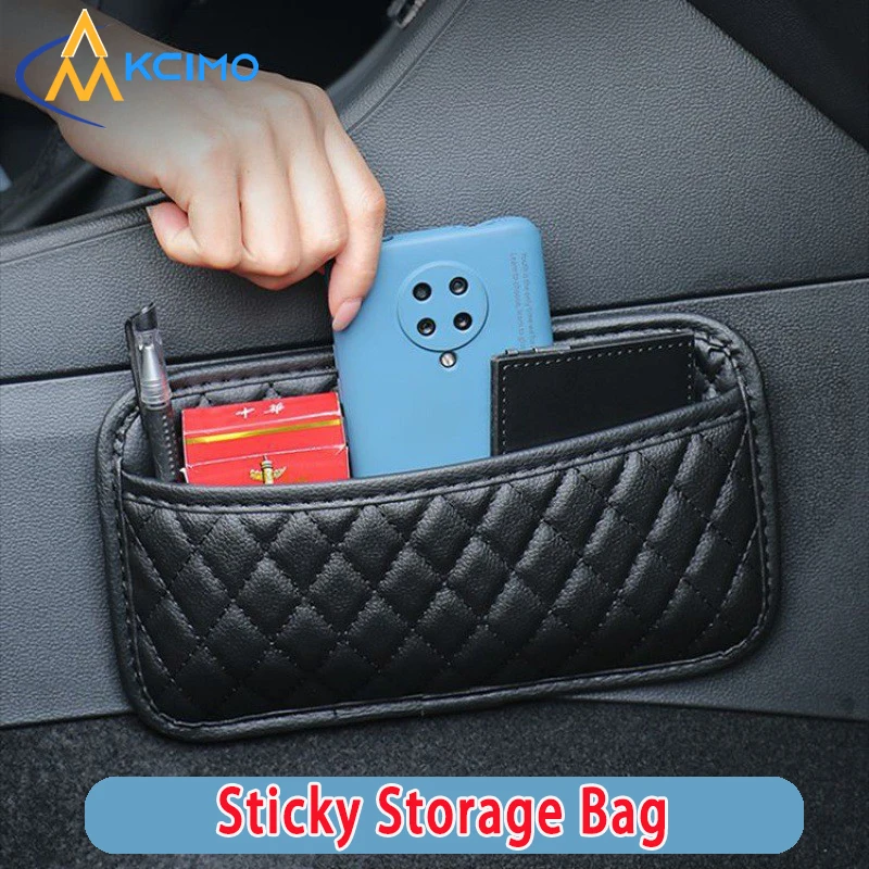 PU Leather Car Storage Pocket Seat Back Door Center Console Organizer for Small Stuff Car Storage Bag Universal for All Vehicles
