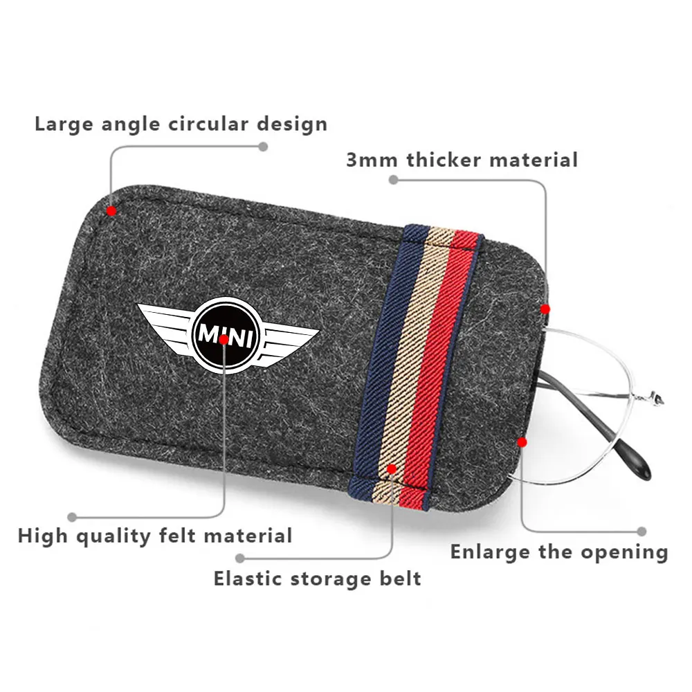 Car Sun Visor Glasses Holder Storage Bag Clip Auto Interior Accessories For MINI Cooper JCW WORKS R55 R56 F55 F56 R57 R58 R59