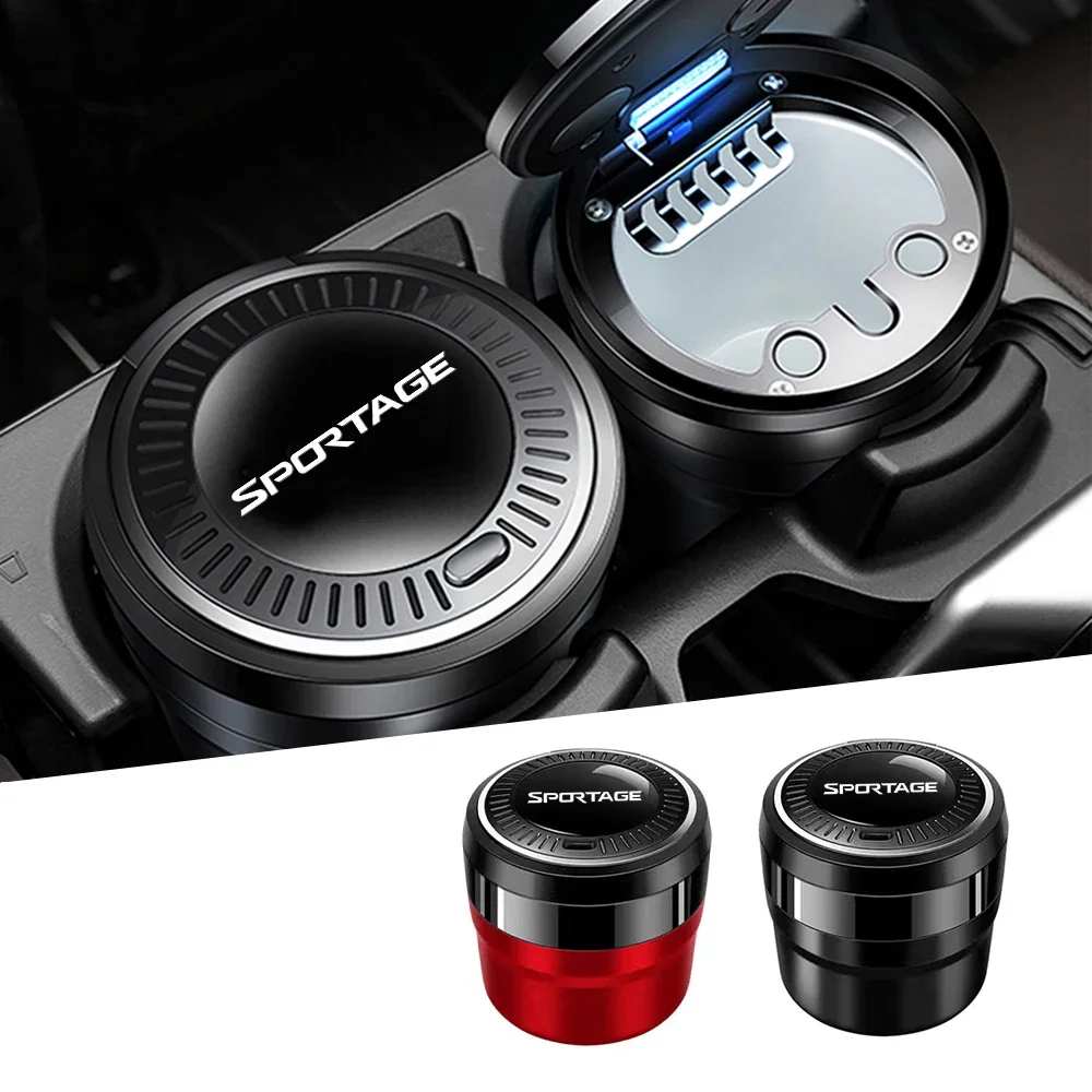 Car Cigarette Ashtray Cup Portable LED Light Holder Cigarette Ashtray Accessories for Kia Sportage Car Accessories