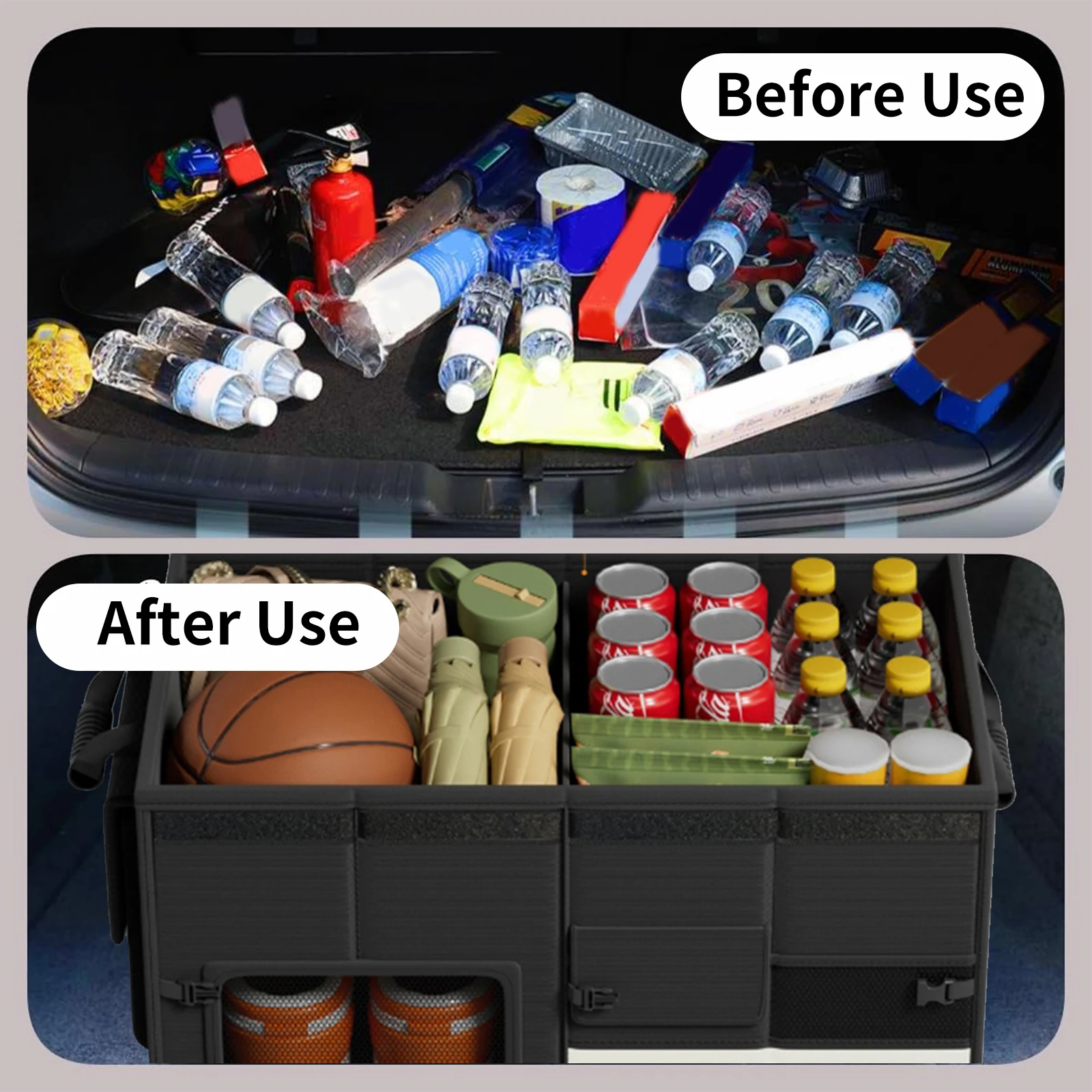 60L Large Capacity Waterproof Car Trunk Storage Organzier Foldable Car Storage Box Portable Storage Box Versatile Storage Tool